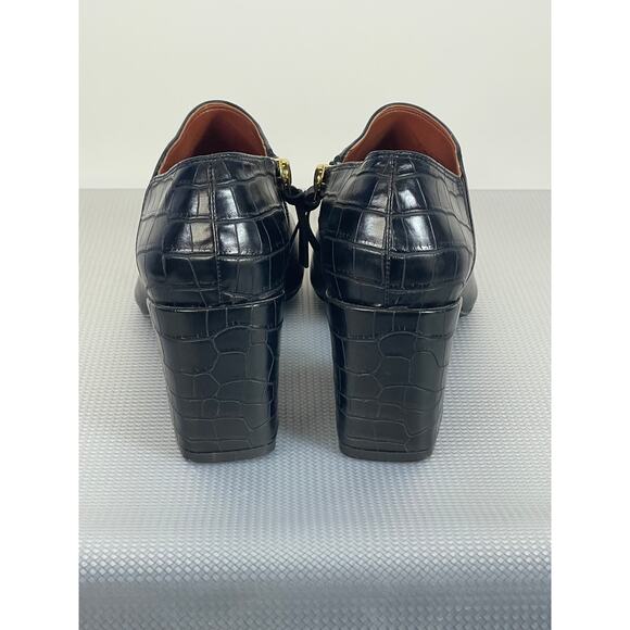 Vionic Linda Black Leather Croc Embossed Detail Ankle Heeled Bootie Size 8 - Picture 6 of 10